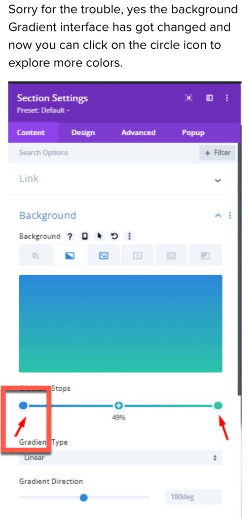 colour picker on gradient background
