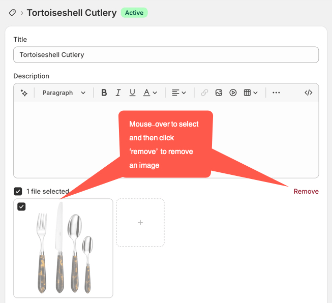 how to remove shopify produt images